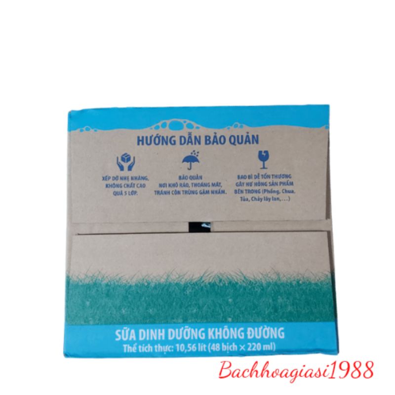 Now ship- Thùng 48 bịch sữa dinh dưỡng VINAMILK không đường 220ml