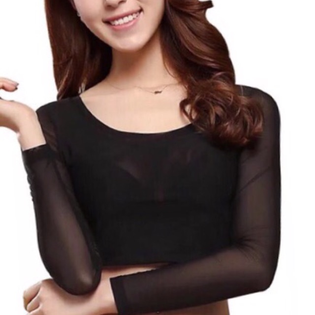 Áo lửng tay dài mặc trong áo váy sát nách