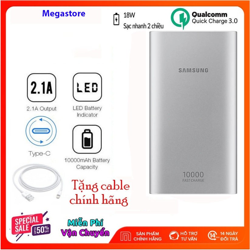 ⭐BH 12 Tháng⭐Sạc SamSung⭐Sạc Dự Phòng, Pin Sạc Dự Phòng Samsung chuẩn 10000mAh, Sử Dụng Tiện Lợi Đầu Ra 2 Cổng Sạc USB