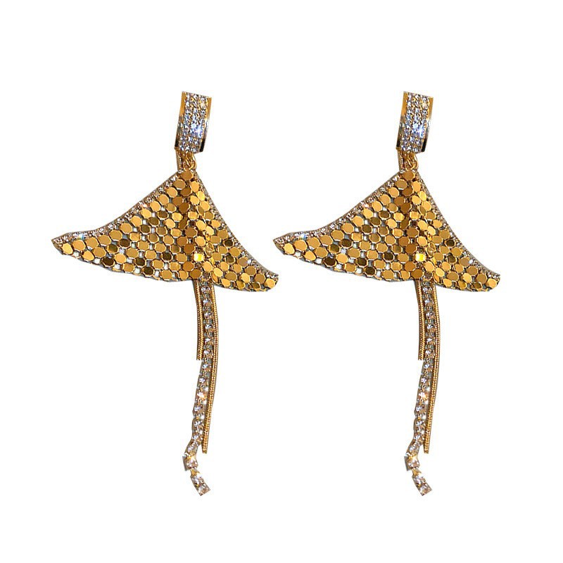 Bông Tai Tua Rua Dáng Dài Đính Đá Sang Trọng Thời Trang Cho Nữ