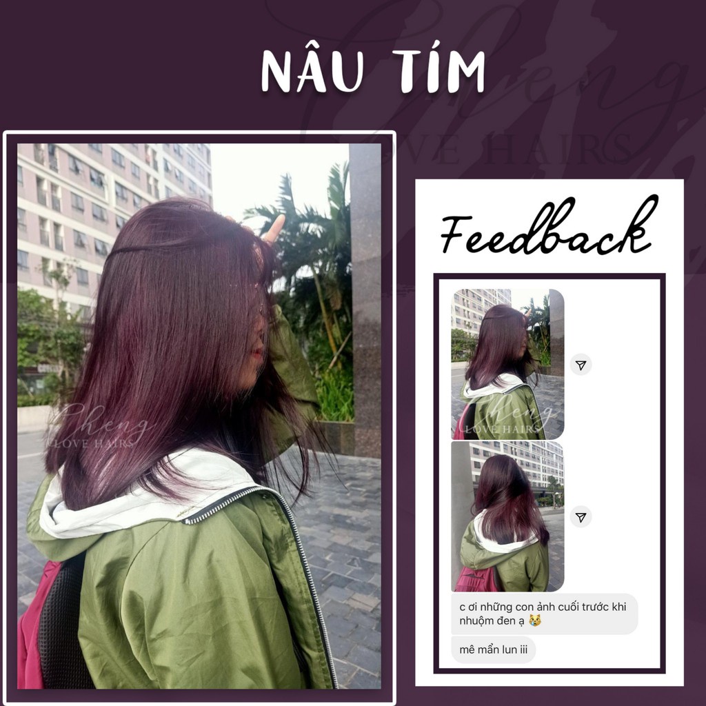 Thuốc nhuộm tóc NÂU TÍM không tẩy tặng oxi trợ nhuộm | Chenglovehair, Chenglovehairs