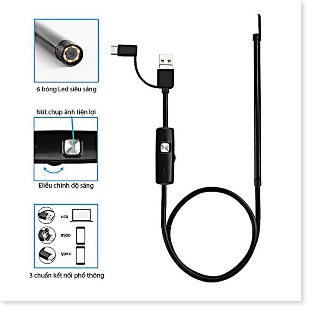 Dụng Cụ Lấy Ráy Tai Có Camera KAW Nội Soi Tai Mũi Họng 3 Trong 1 App Kết Nối Với Điện Thoại full HD