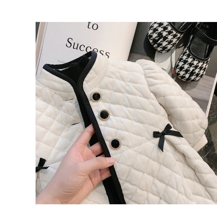 ÁO KHOÁC NHUNG TRẦN BÔNG QUẢ TRÁM dễ thương cho bé gái