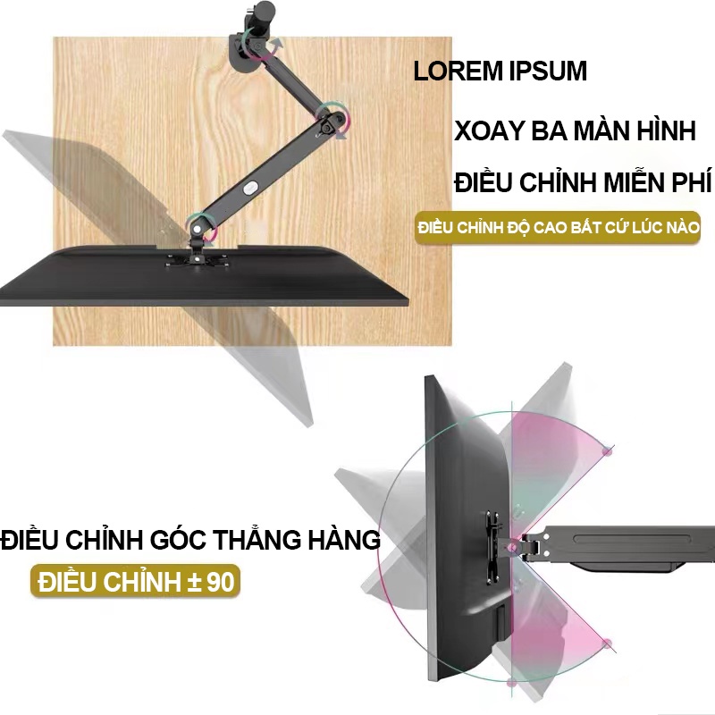 giá đỡ màn hình/giá đỡ máy tính/Giá treo / giá đỡ màn hình máy tính (gắn bàn) 17inch - 32inch - Xoay 360 độ