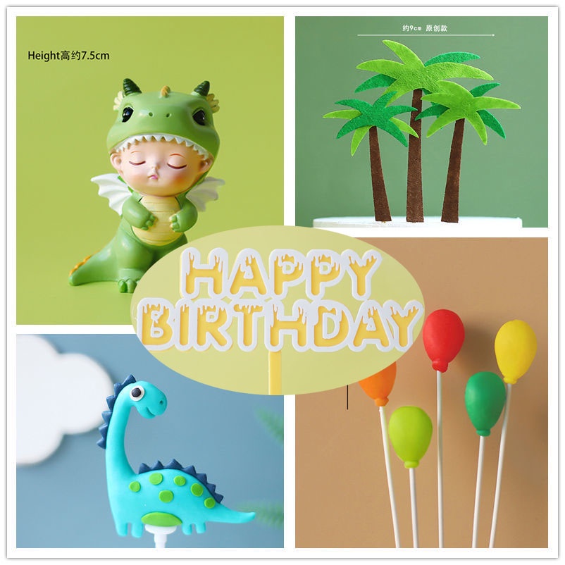 Set Phụ Kiện Khủng Long Trang Trí Bánh Kem Sinh Nhật Cho Bé