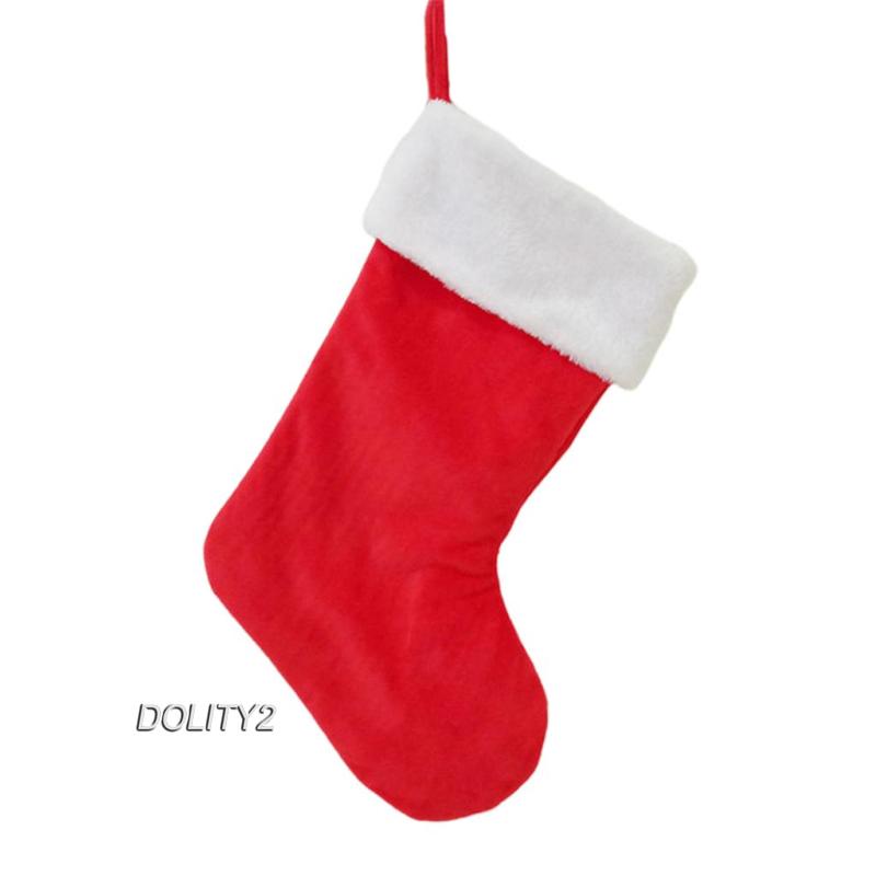 [Dolity2] Vớ Nhung Giáng Sinh Màu Đỏ Và Trắng Cổ Điển Cho Trang Trí Tiệc Giáng Sinh