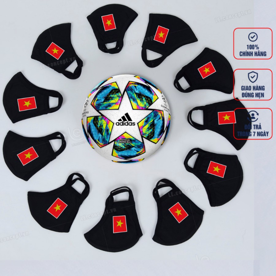 [COMBO] 10 Khẩu Trang Vải Kháng Khuẩn Màu Đen In Cờ Đỏ Sao Vàng LE.CONCEPT Co Giãn Dễ Chịu Bảo Sức Khỏe Toàn Diện, Cổ Vũ