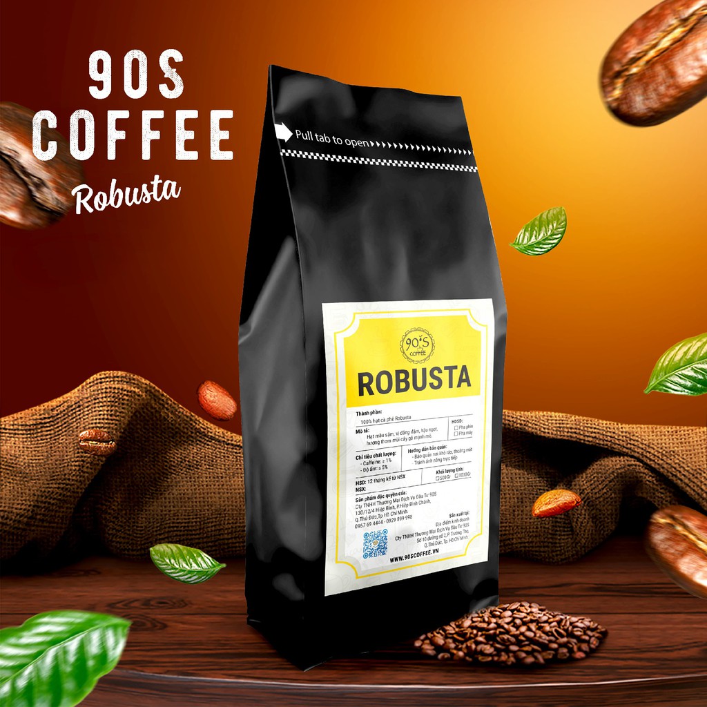[HOT] Túi 250Gr Cà Phê Robusta Rang Mộc Nguyên Chất Dùng Pha Máy & Pha Phin | 100% Cà Phê Sạch | 90S Coffee Vietnam