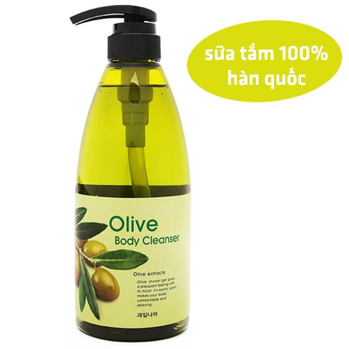 Sữa tắm dưỡng da mềm mịn tinh chất ô liu Welcos Olive Body Cleanse Hàn Quốc 740ml - Hàng Chính Hãng