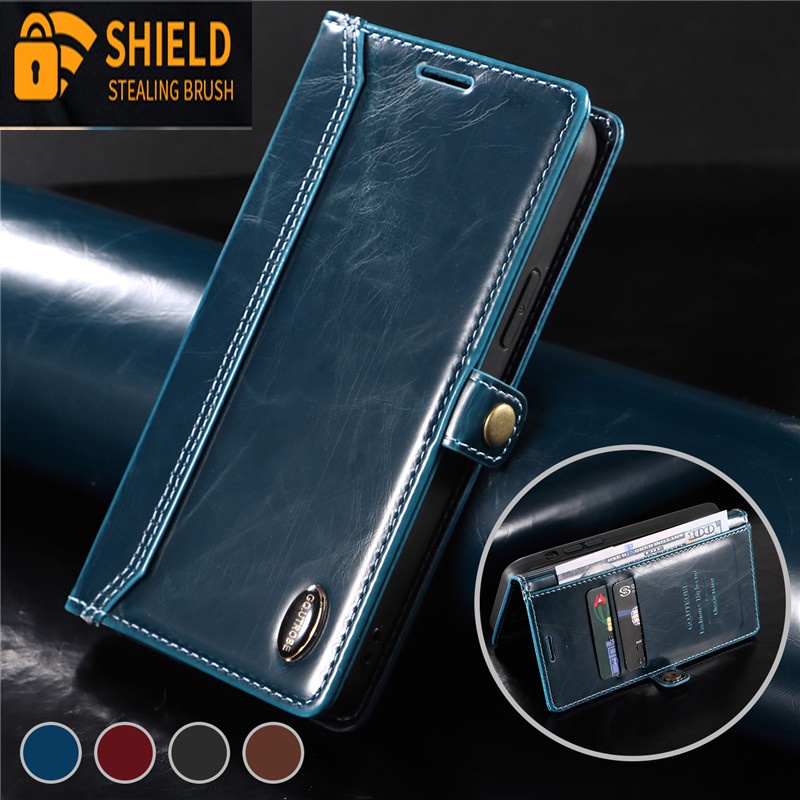 Bao Da Điện Thoại Dạng Ví Sang Trọng Có Khóa Cài Cho IPhone13 IPhone12 IPhone 11 Pro Max SE2 SE3