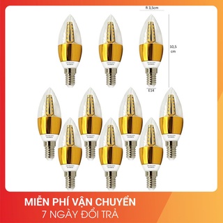 Combo 5 và 10 Bóng đuôi E14 đèn Led nến 5w quả nhót ánh sáng vàng nắng hàng chuẩn