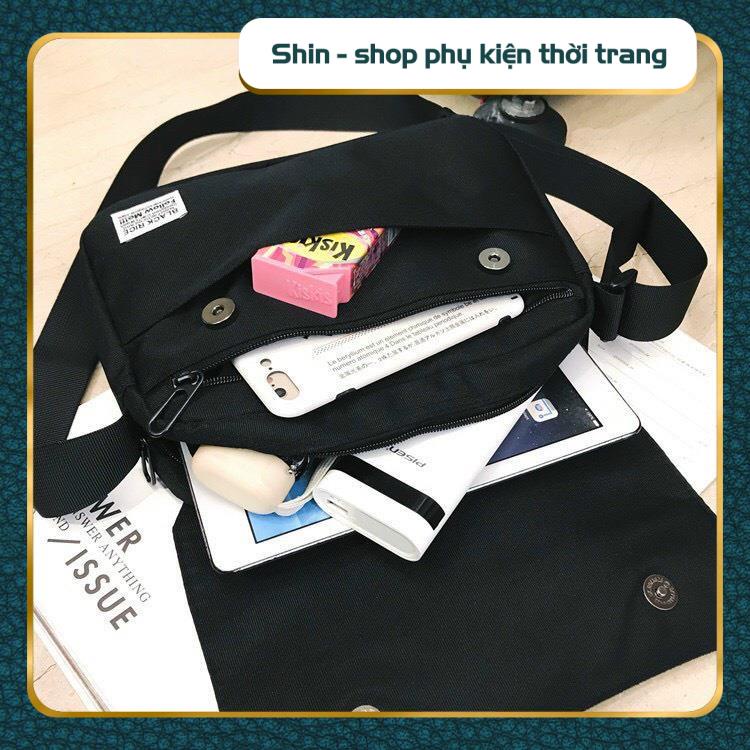 Túi đeo chéo nam nữ mini vải canvas bền bỉ phong cách unisex Hàn Quốc - Shin Shop Phụ Kiện Thời Trang