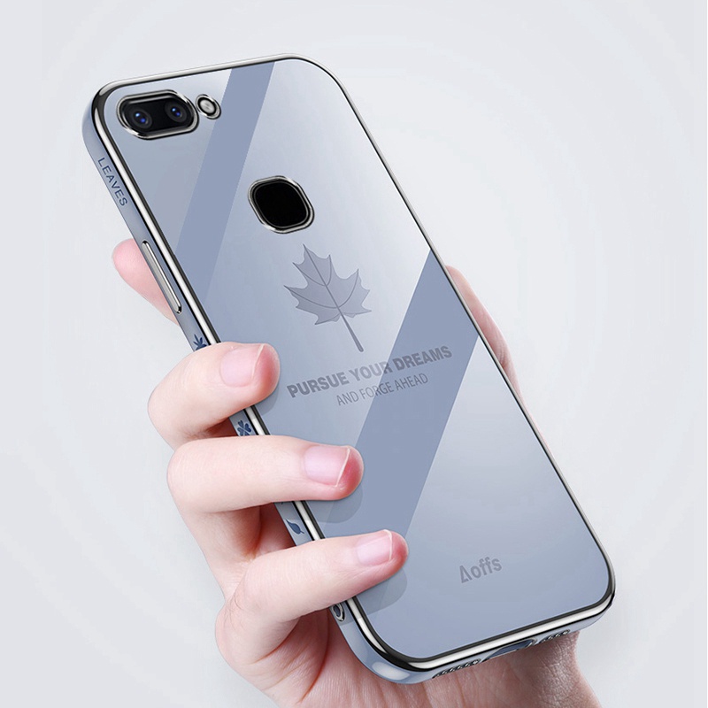 Ốp Điện Thoại Silicon Mềm Mạ Điện Hình Lá Phong Cho VIVO X20 V7 Plus + Y79 Z10 Y71 Y71i