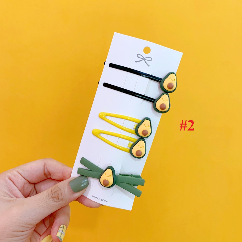Set kẹp tóc trái bơ, set phụ kiện tóc trái bơ