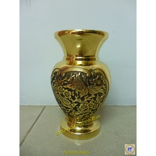 Bình bông bầu lục bình Song Yến 18,5cm bằng đồng