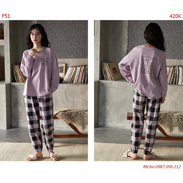 Bộ tím Dolami dài tay (có hình in sau lưng) - Micha F51