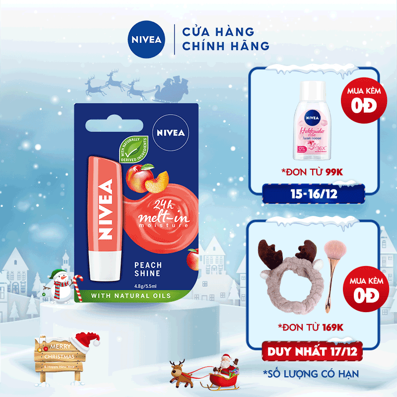 Son dưỡng ẩm Nivea sắc cam hương đào Peach Shine (4.8g) - 85031