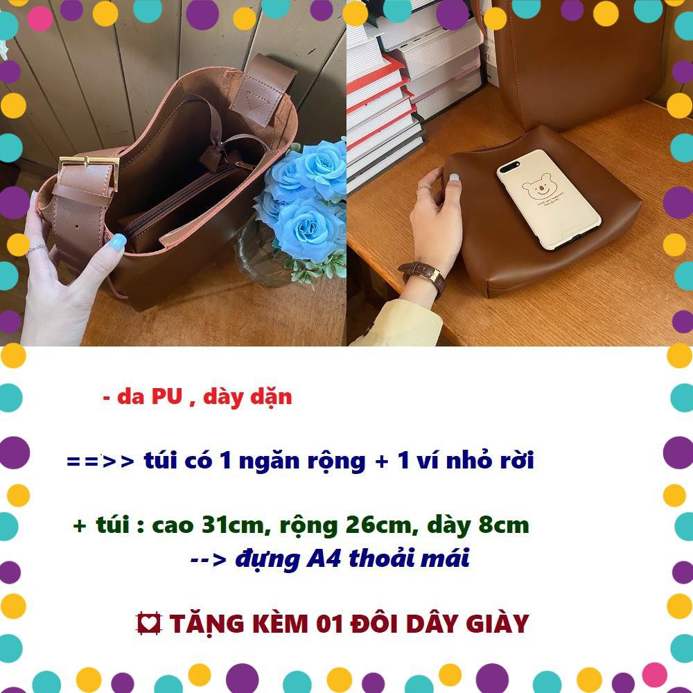 [Mã WASKT304 giảm 15% tối đa 30K đơn 99K] Túi tote da Pu cao cấp đựng A4, kèm ví nhỏ, phong cách ulzzang