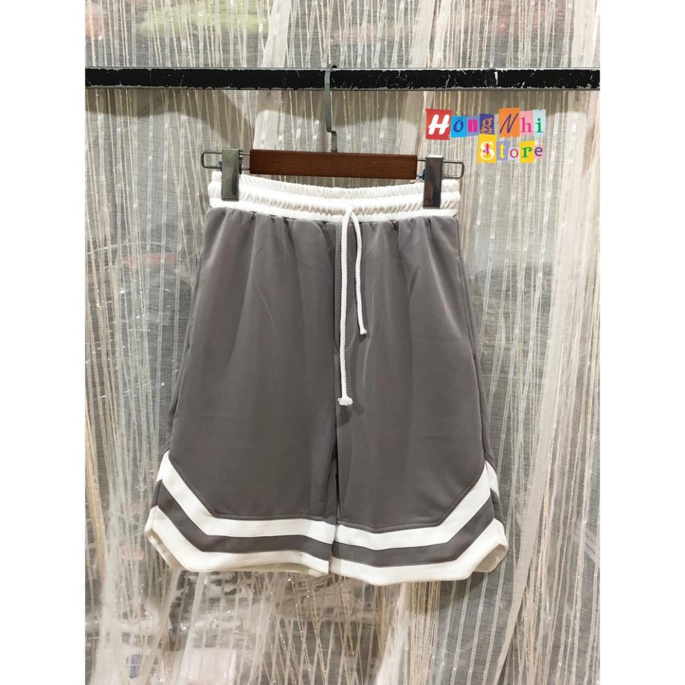 QUẦN ĐÙI VIỀN SỌC - QUẦN ĐÙI CHỮ V - QUẦN DOUBLE V SHORT UNISEX MÀU XÁM - MM ་