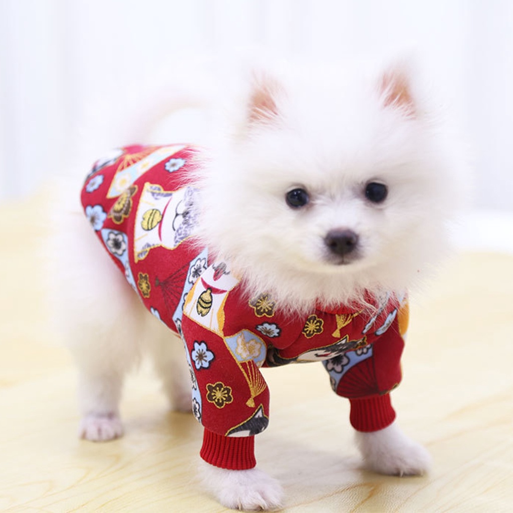 Áo Sweater Giữ Ấm Họa Tiết Hoạt Hình Phong Cách Trung Hoa Cho Thú Cưng