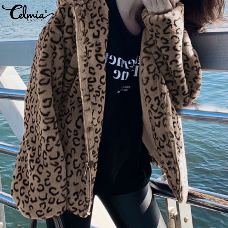 Áo Khoác CELMIA Nữ Dài Tay Có Mũ Họa Tiết Da Báo Thời Trang | BigBuy360 - bigbuy360.vn