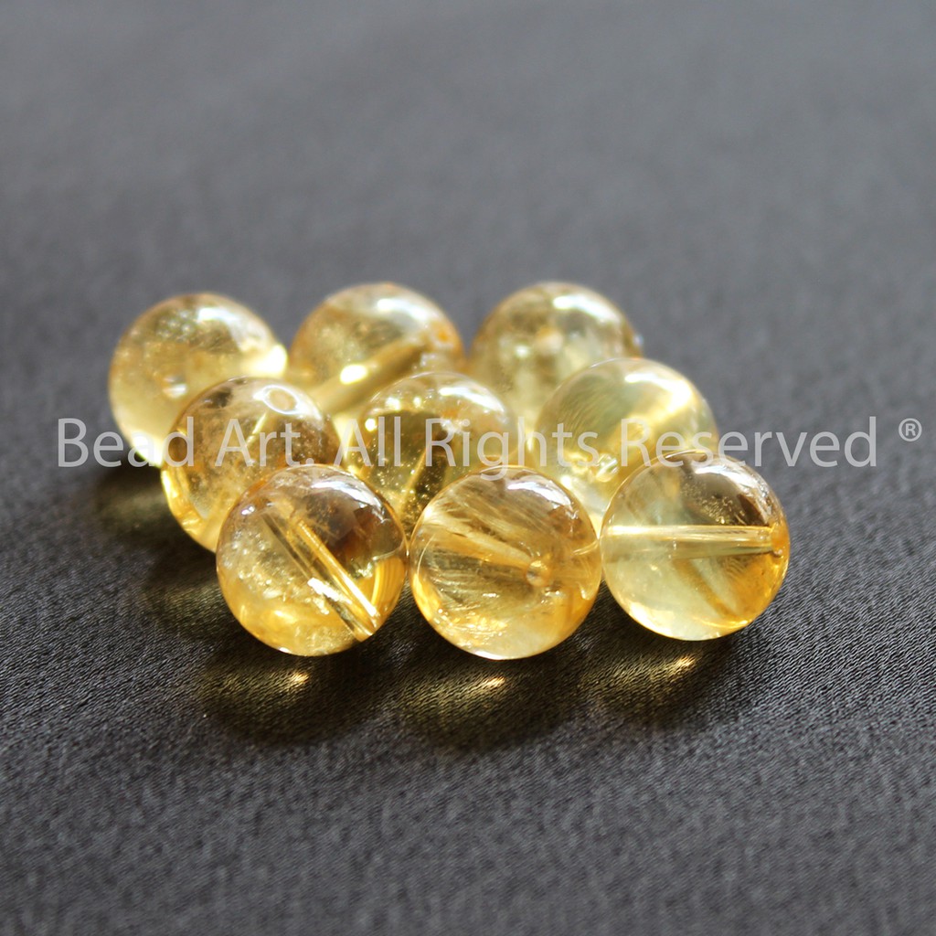 [1 Hạt] T.A Vàng (Citrine) 10mm Phối Trang Sức, Vòng Tay, Phong Thuỷ