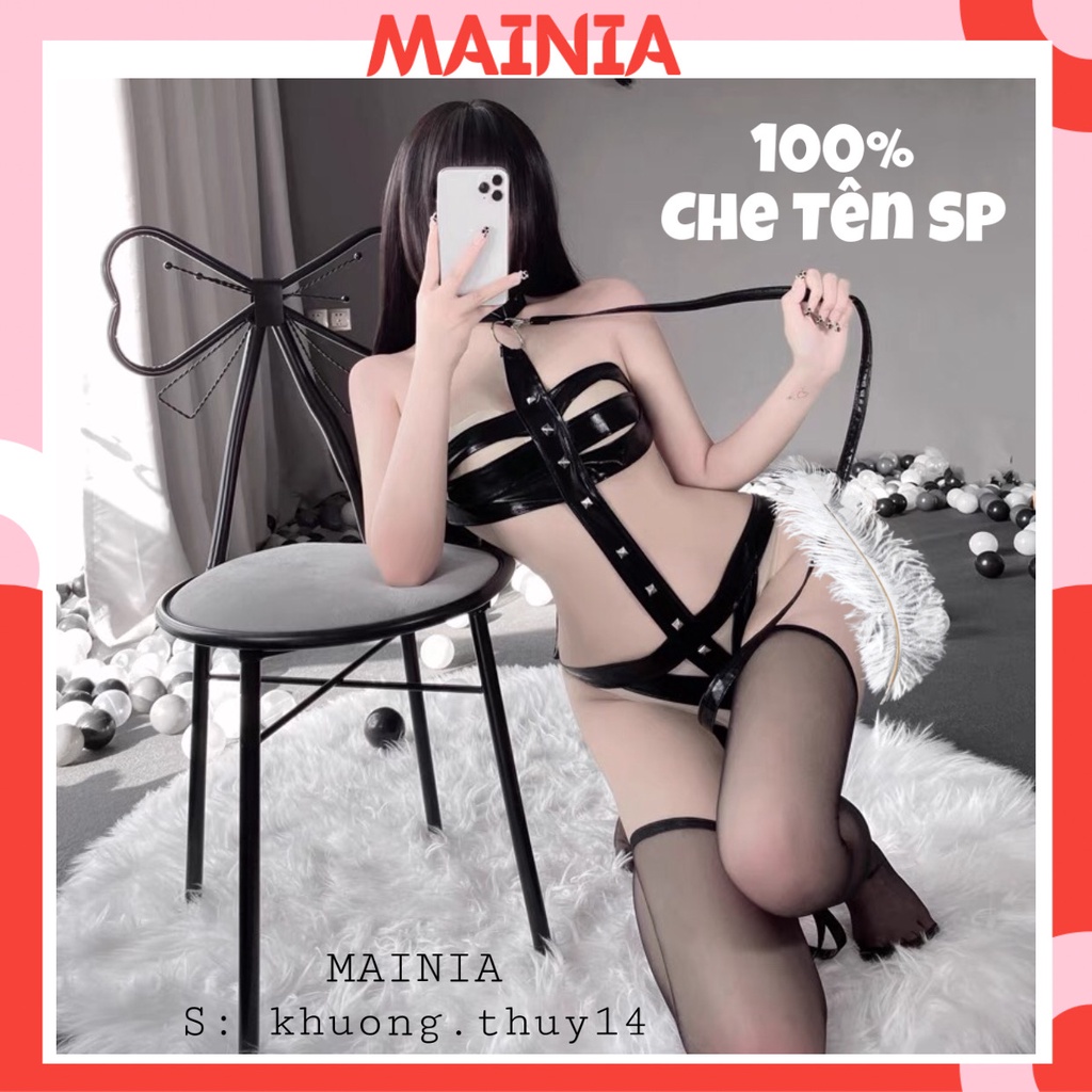 Bộ Đồ Ngủ Liền Thân Bằng Da Cột Dây Lưng Sexy Gợi Cảm Quyến Rũ Mainia Shop