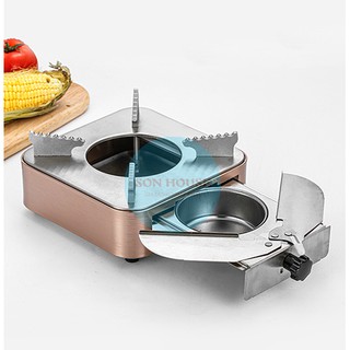 Bếp cồn inox cao cấp hình vuông màu hồng có ngăn kéo để cồn cho nhà hàng quán ăn
