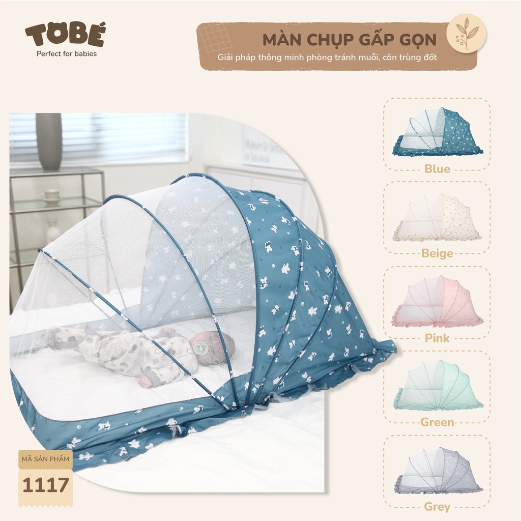 [FREESHIP] Màn chụp gấp gọn Tobé chống côn trùng cho bé 0-3 tuổi an toàn tiện lợi