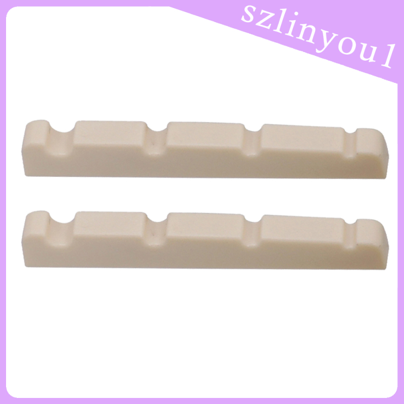 New Arrival 2pcs Electric Bass Slotted Curved Nut 4 String Guitar Parts Beige Color