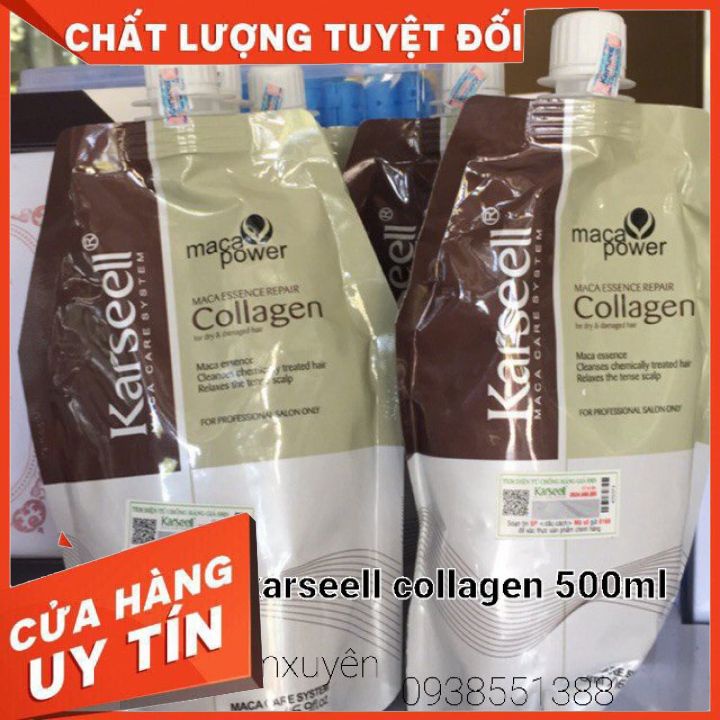 Hấp dầu kem ủ Karseell túi 500ml collagen giá rẻ phục hồi giữ màu tóc hư tổn siêu mềm mượt