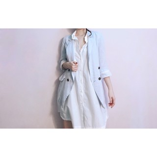 Vest blazer linen xanh pastel 4 nút tay lật