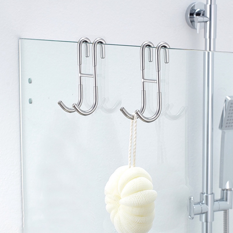 Móc Treo Đồ Hai Mặt Hình Chữ S Bằng Thép Không Gỉ Mở Rộng Không Khung Cho Nhà Tắm/Cửa Kính