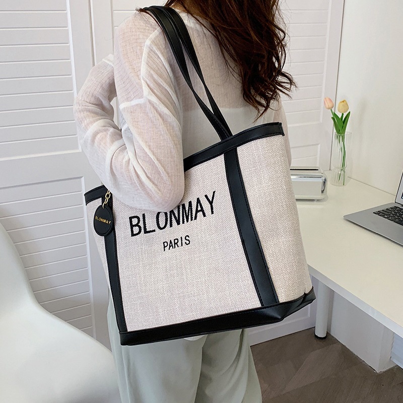 Túi đeo vai IELGY vải canvas cỡ lớn in chữ màu sắc thời trang cho nữ