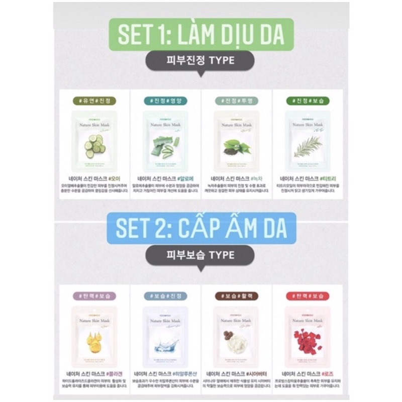 BILL HÀN CHÍNH HÃNG | MẶT NẠ DƯỠNG DA THIÊN NHIÊN NATURA SKIN MASK 10 miếng