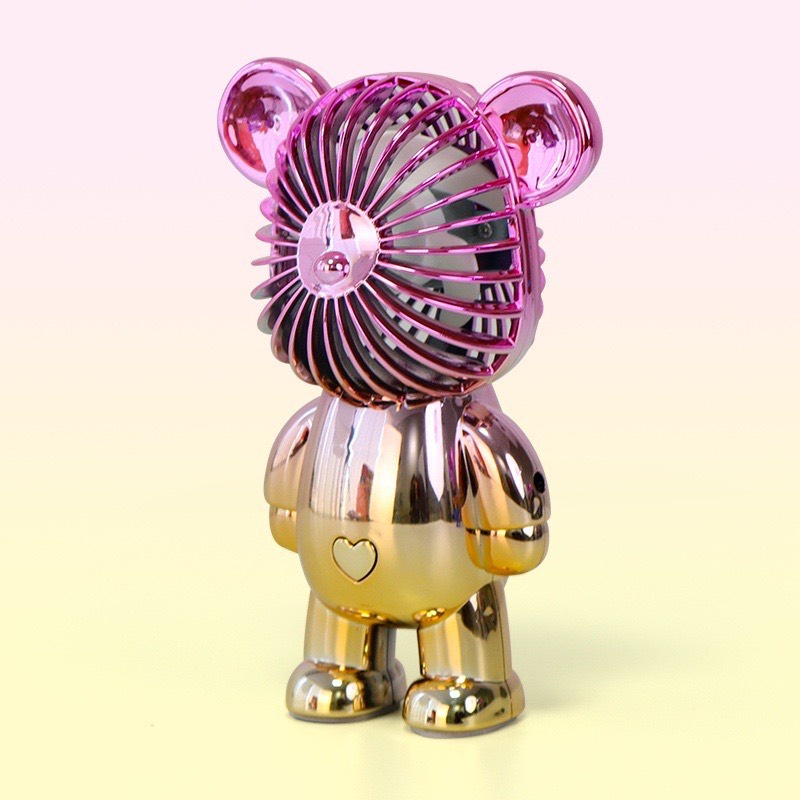 Quạt cầm tay mini hình gấu bearbrick hoạt hình siêu dễ thương, Quạt tích điện dùng cho văn phòng, du lịch