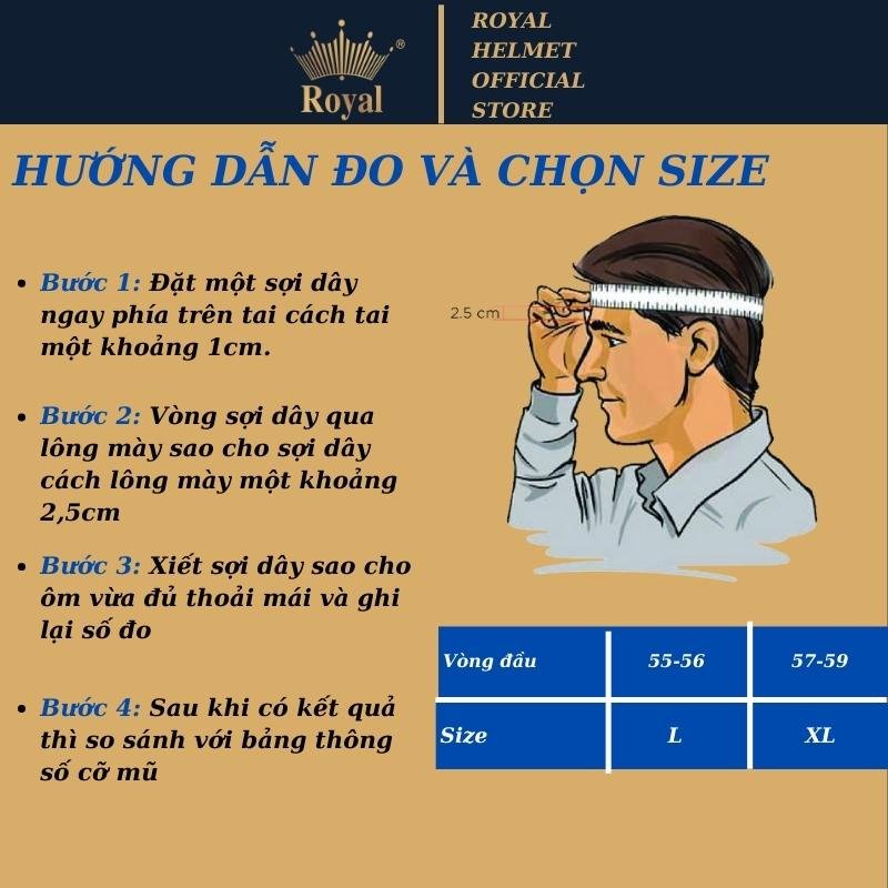 Mũ bảo hiểm fullface Royal H1 classic size L XL có nhiều màu đen trắng vàng xám