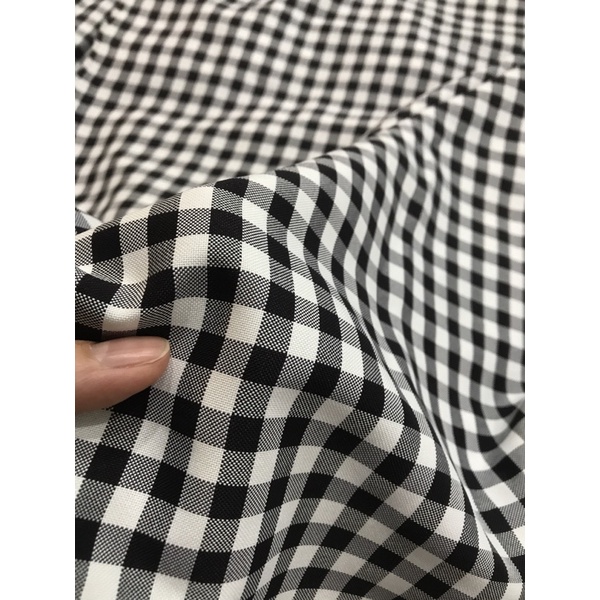 Vải Cotton sọc caro màu trắng đen mềm mịn mát (khổ 1m5)may đầm váy , áo sơ mi,áo kiểu quần kiểu thời trang