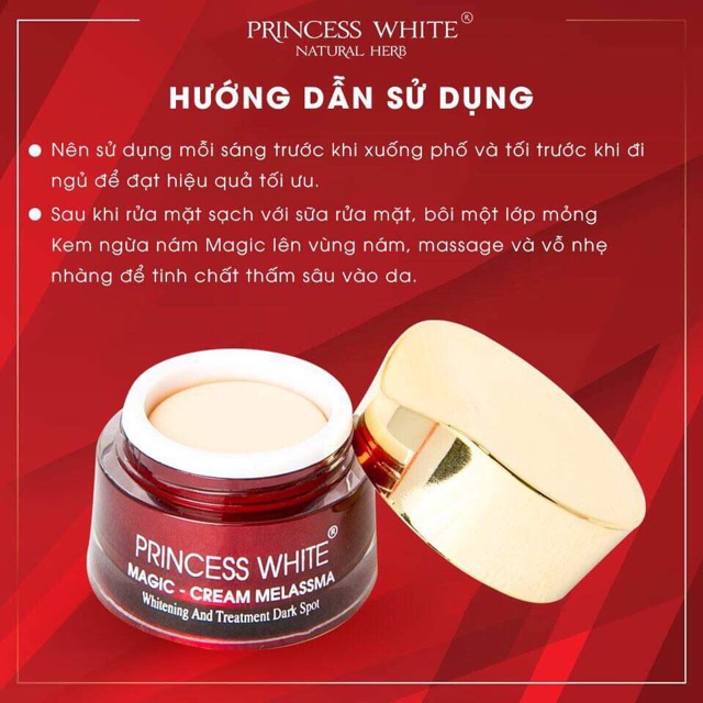 KEM NGỪA NÁM MAGIC PRINCESS WHITE HỘP 20G (2 hop)