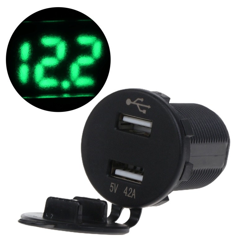 Tẩu Sạc Hai Cổng USB 12V-24V Tích Hợp Vôn Kế LED Cho Xe Hơi / Tàu Thuyền