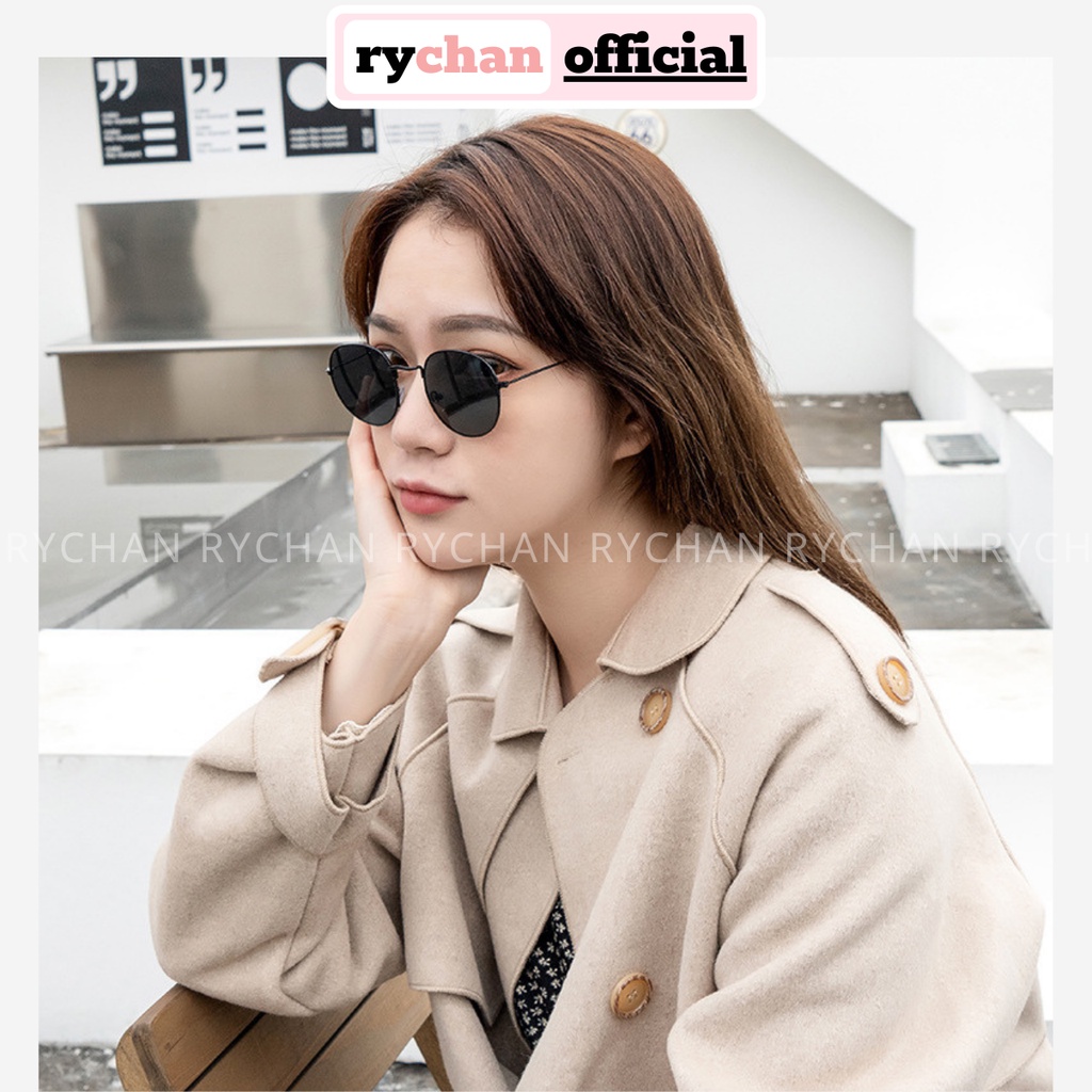 Kính mát đi biển Unisex gọng tròn bằng kim loại, kính mát nam cao cấp phong cách thời trang retro dành cho nam nữ K002