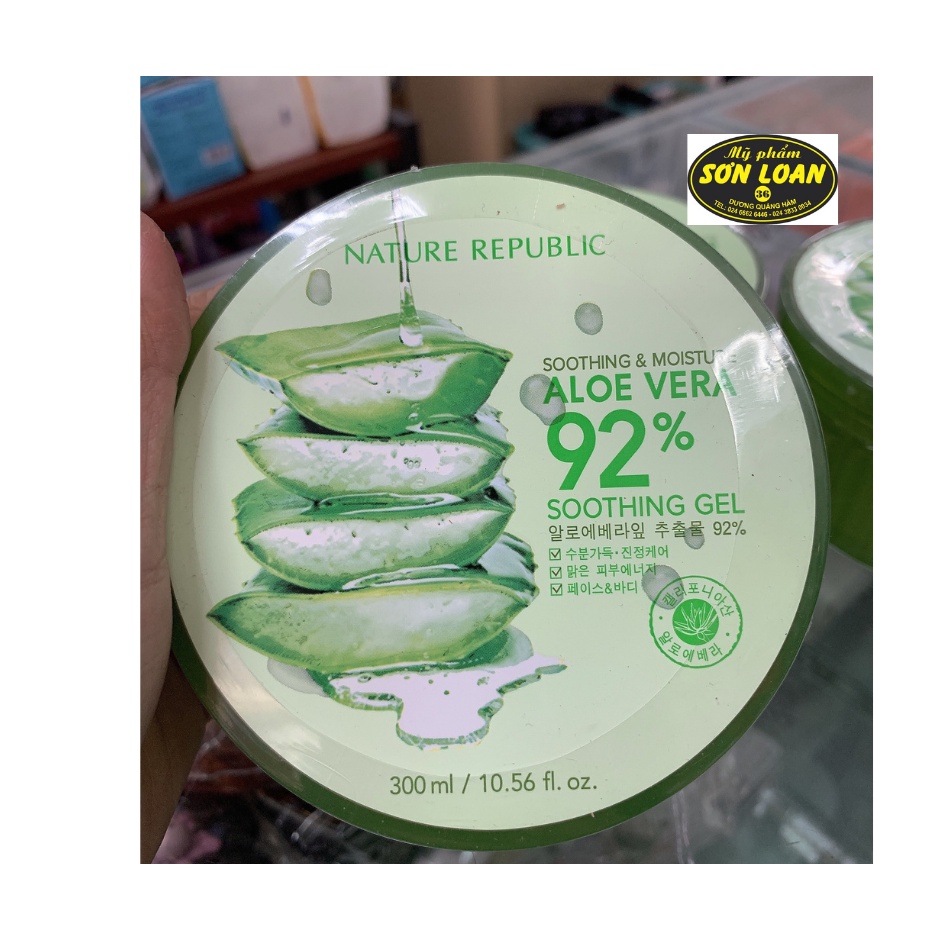 [GIÁ SỐC]Nature Republic Kem dưỡng da Lô Hội Soothing &amp; Moisture Aloe Vera 92% Soothing Gel (Jar) 300ml