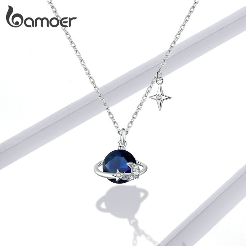 Vòng Cổ Nữ Bamoer BSN166 Phối Mặt Hình Hành Tinh Đính Đá Duyên Dáng Thời Trang