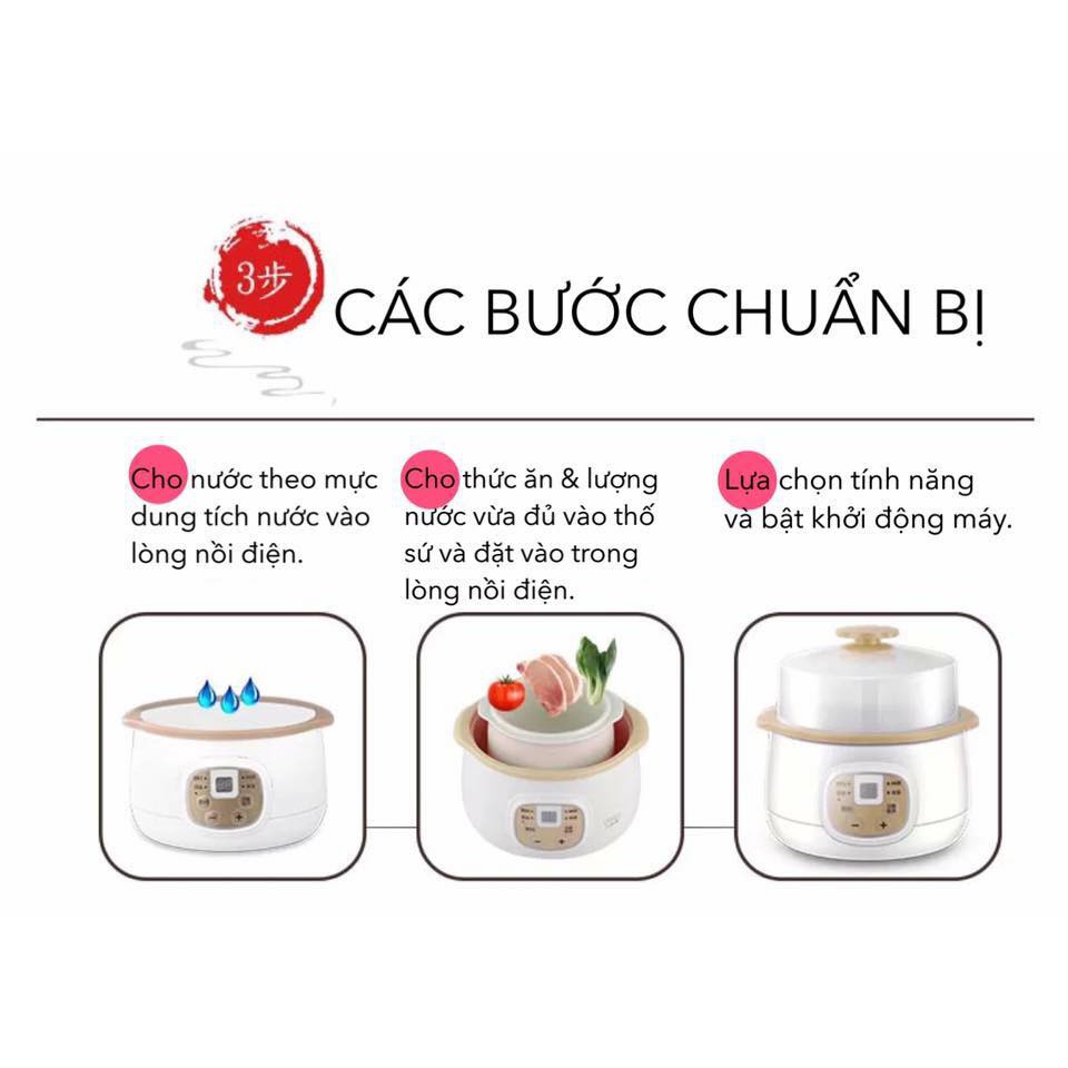 [LỖI 1 ĐỔI 1+TẶNG CHẤU] Nồi nấu cháo chậm/nồi ninh hầm đa năng Lotor 1 lít - Chính hãng