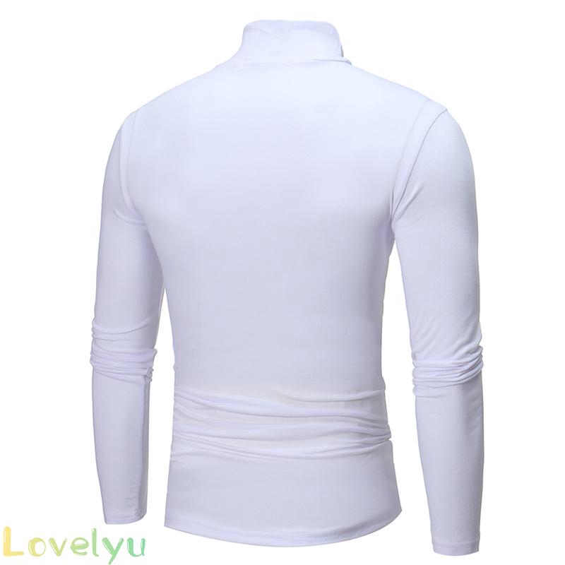 Áo thun tay dài cổ lọ 3 màu trơn tùy chọn thời trang dành cho nam