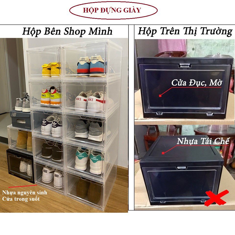Hộp Đựng Giày Nhựa Cứng Nắp Nam Châm Loại BIG Size Loại Xịn Nắp Mờ