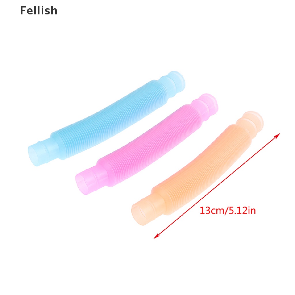 [Fellish] 5Pcs Sensory Luminous Pop Tube Fidget Toy Bellows Stress ADHD Autism Anxiety 436VN