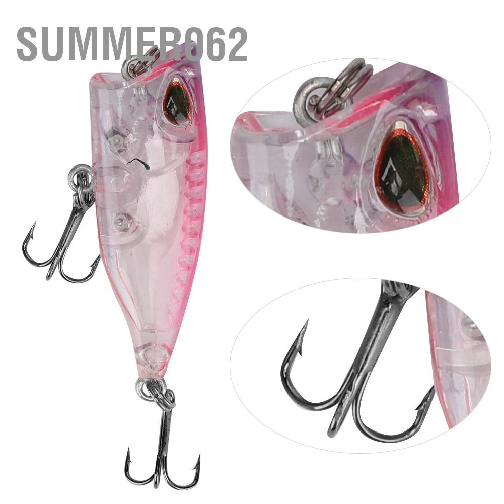 Summer062 5PCS Plastic Mini Popper Floating Artificial Bait Fishing Lures Fish Tackle Accessory