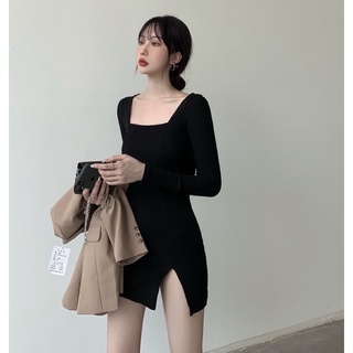 Đầm body cổ vuông Ulzzang