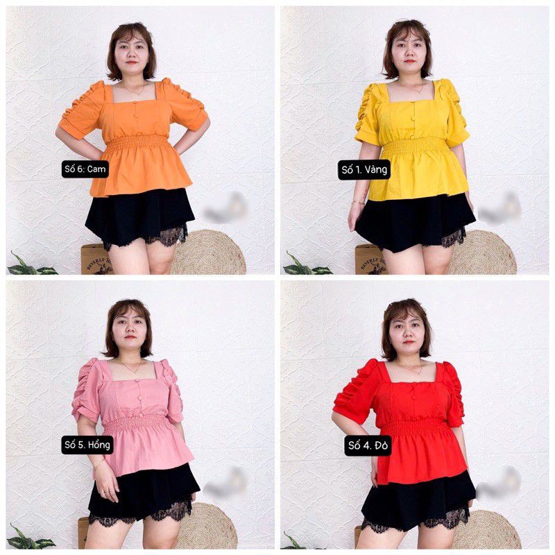 [Ảnh thật] 55-90kg Bigsize Áo Peplum Tay Phồng 8 Màu Siêu Xịn
